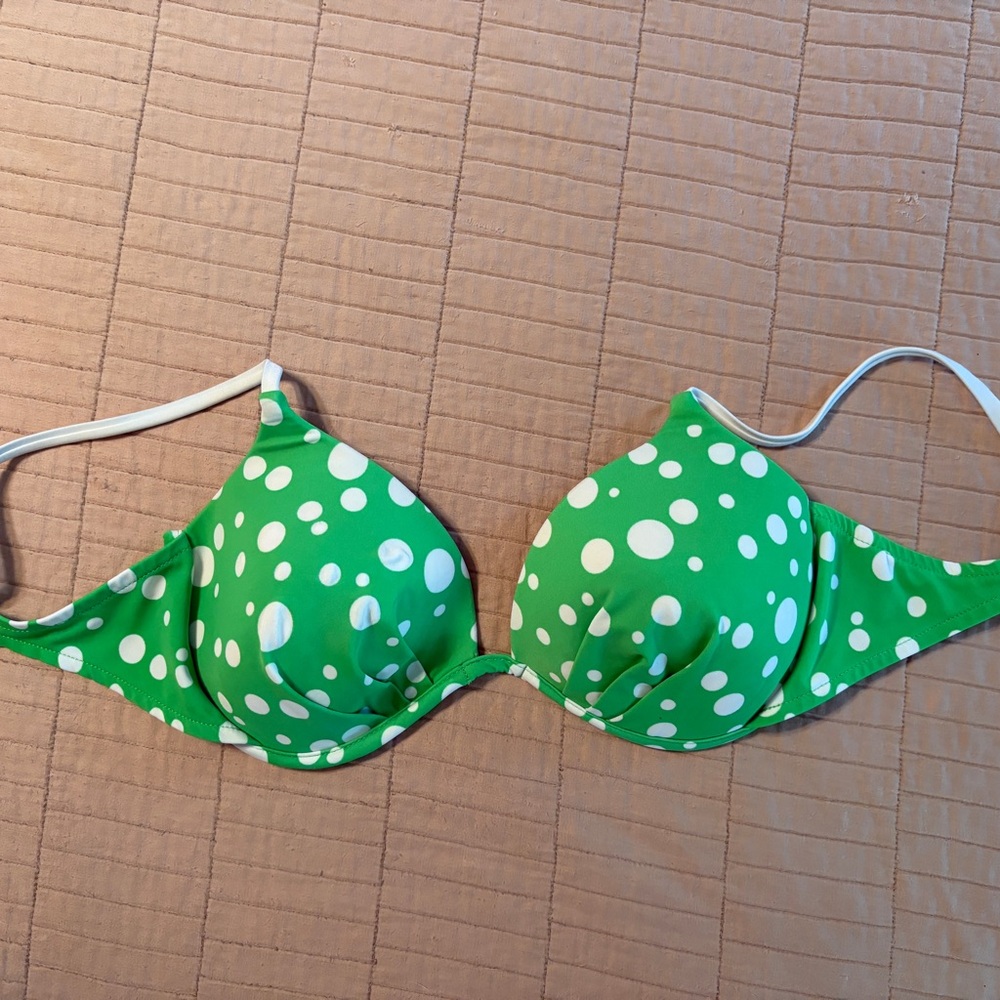 #40 - WINTER CLEAN OUT - VENUS Green Polka Dot Bikini Top - Size 34DD